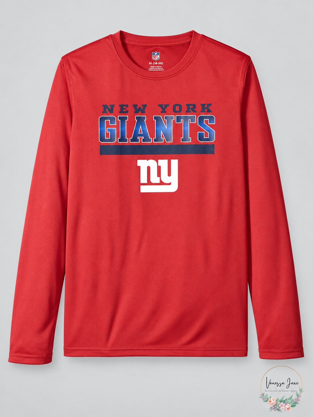 NFL New York Giants Boys Outerstuff Long Sleeve Performance Tee, Size XL/16/18