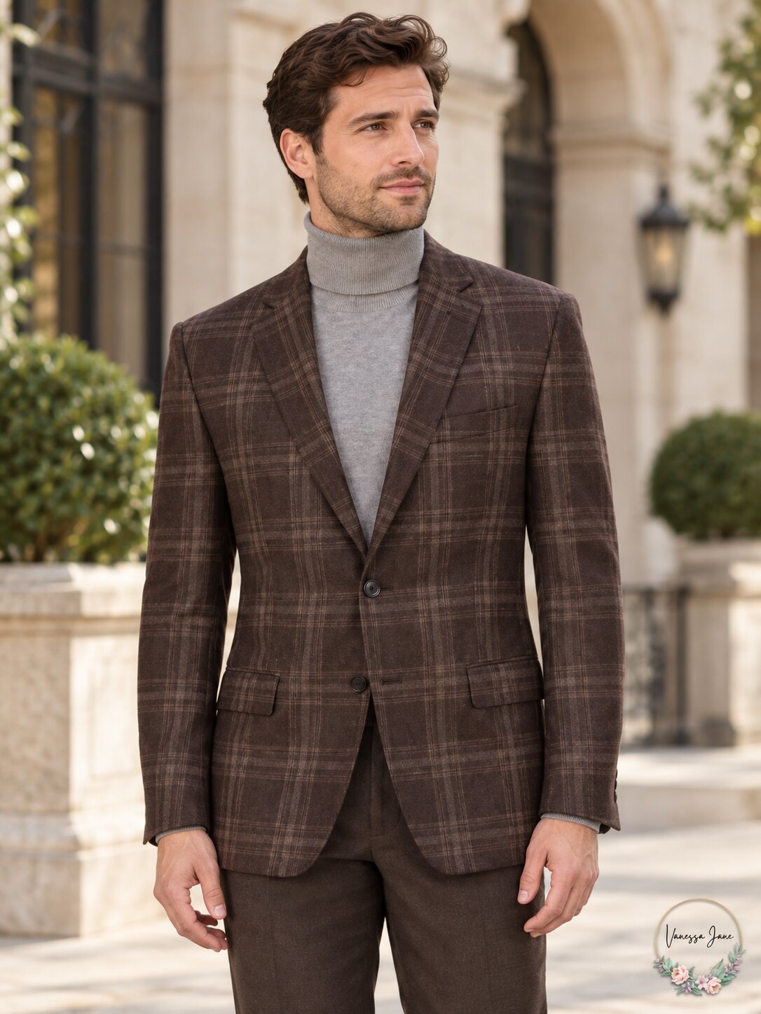 Lauren Ralph Lauren Mens Ultra Flex Plaid Sport Coat – Brown Plaid, Size 38R