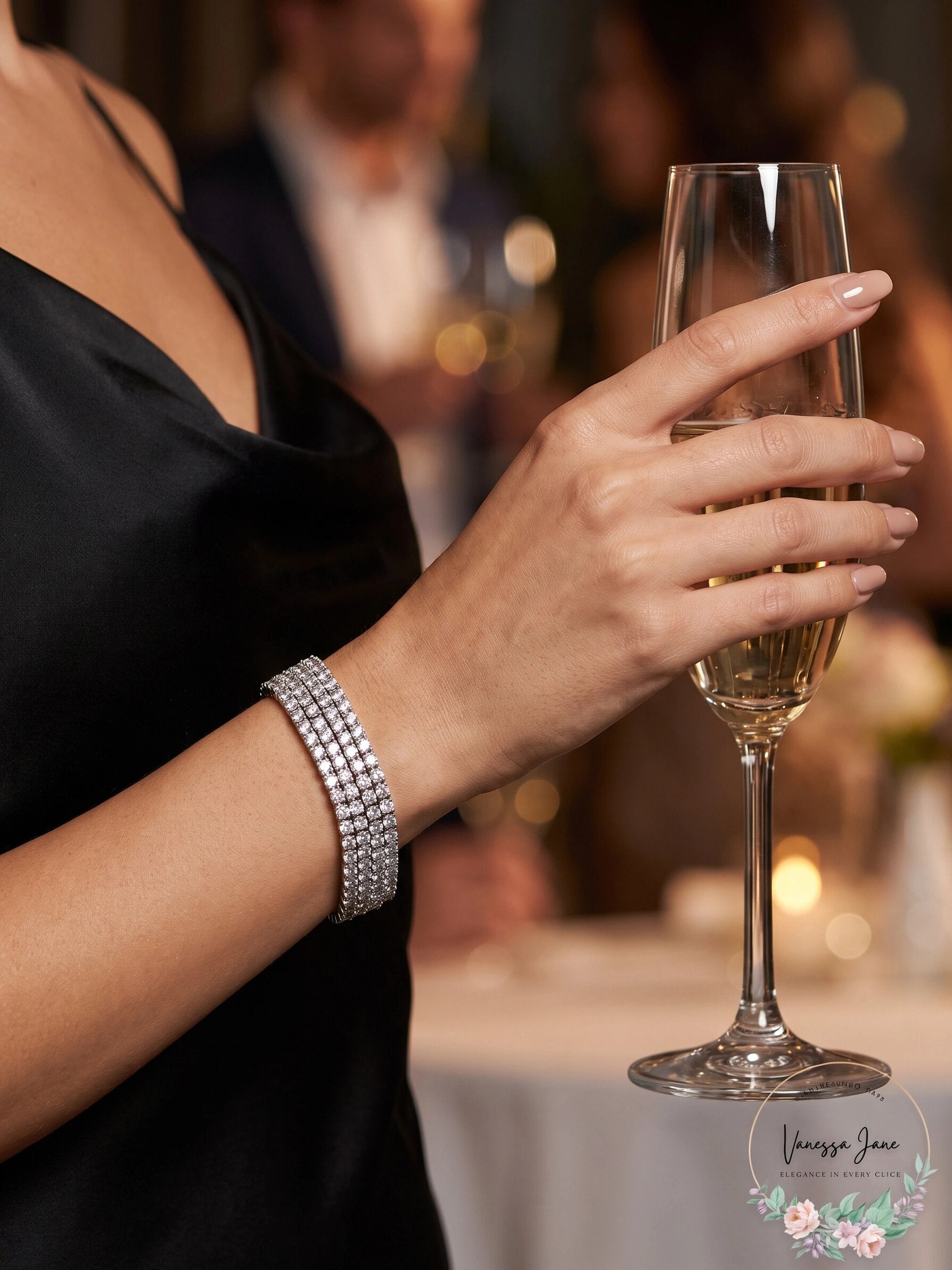 Rh Macy Cubic Zirconia Multi-Row Statement Bracelet in Sterling Silver