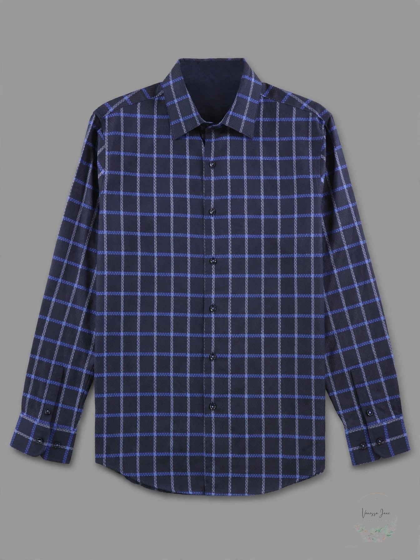Tasso Elba Mens Windowpane Button Up Shirt, Size Small
