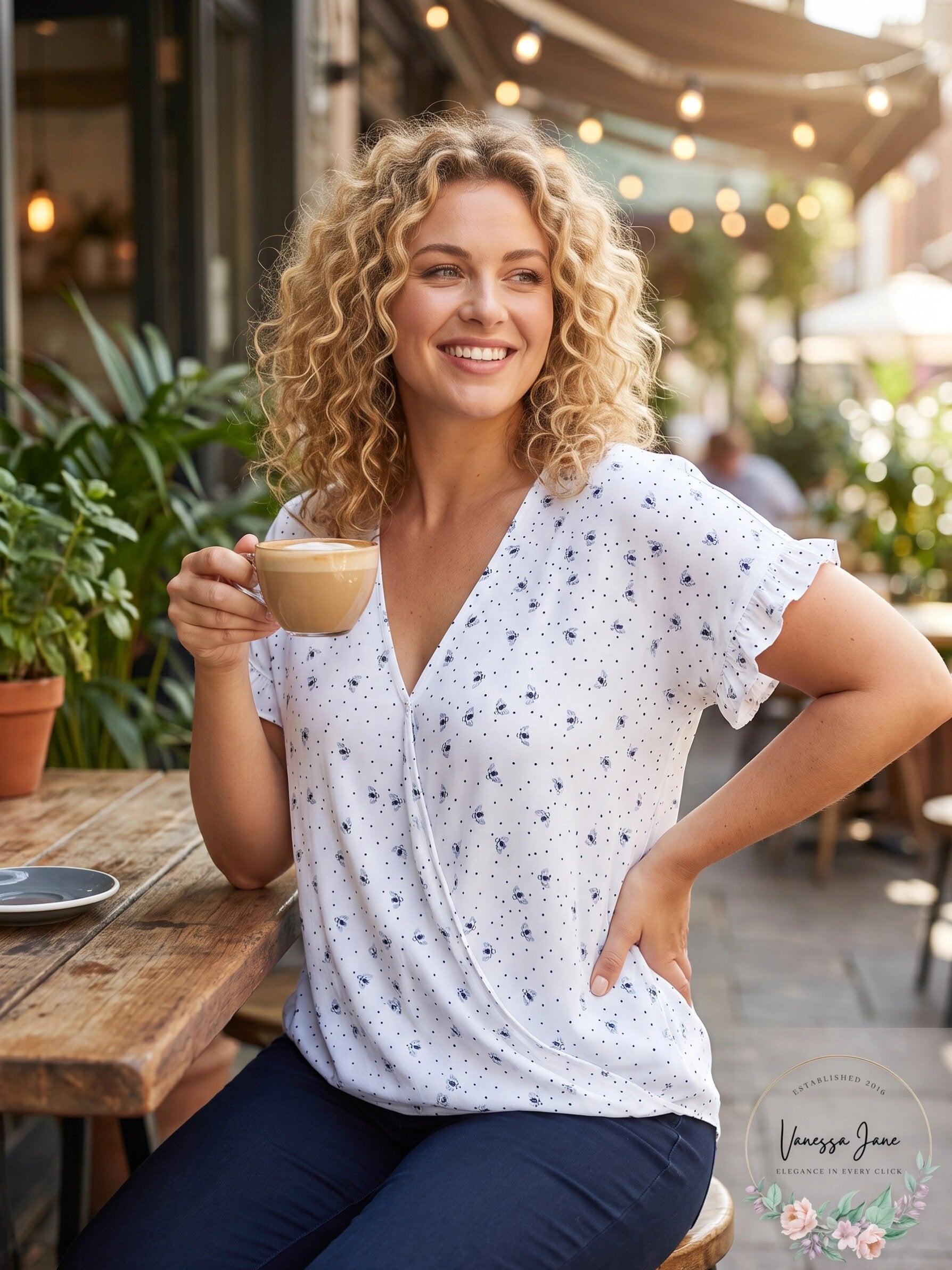 Single Thread Womens Plus Printed Faux-Wrap Top, Size 1X