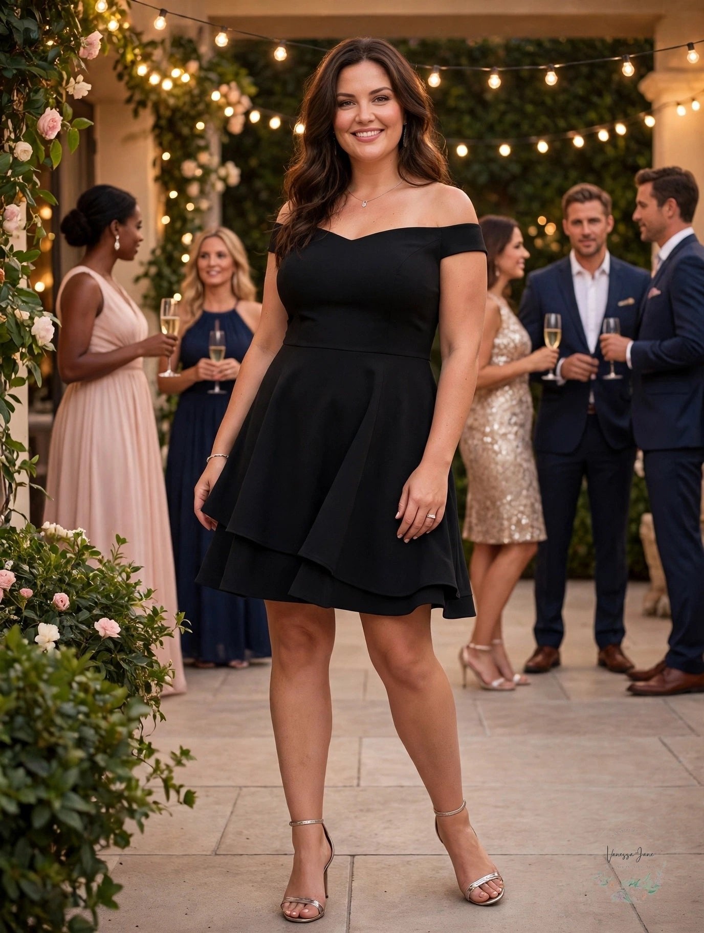 B Darlin Trendy Plus Size Off-the-Shoulder a-Line Dress