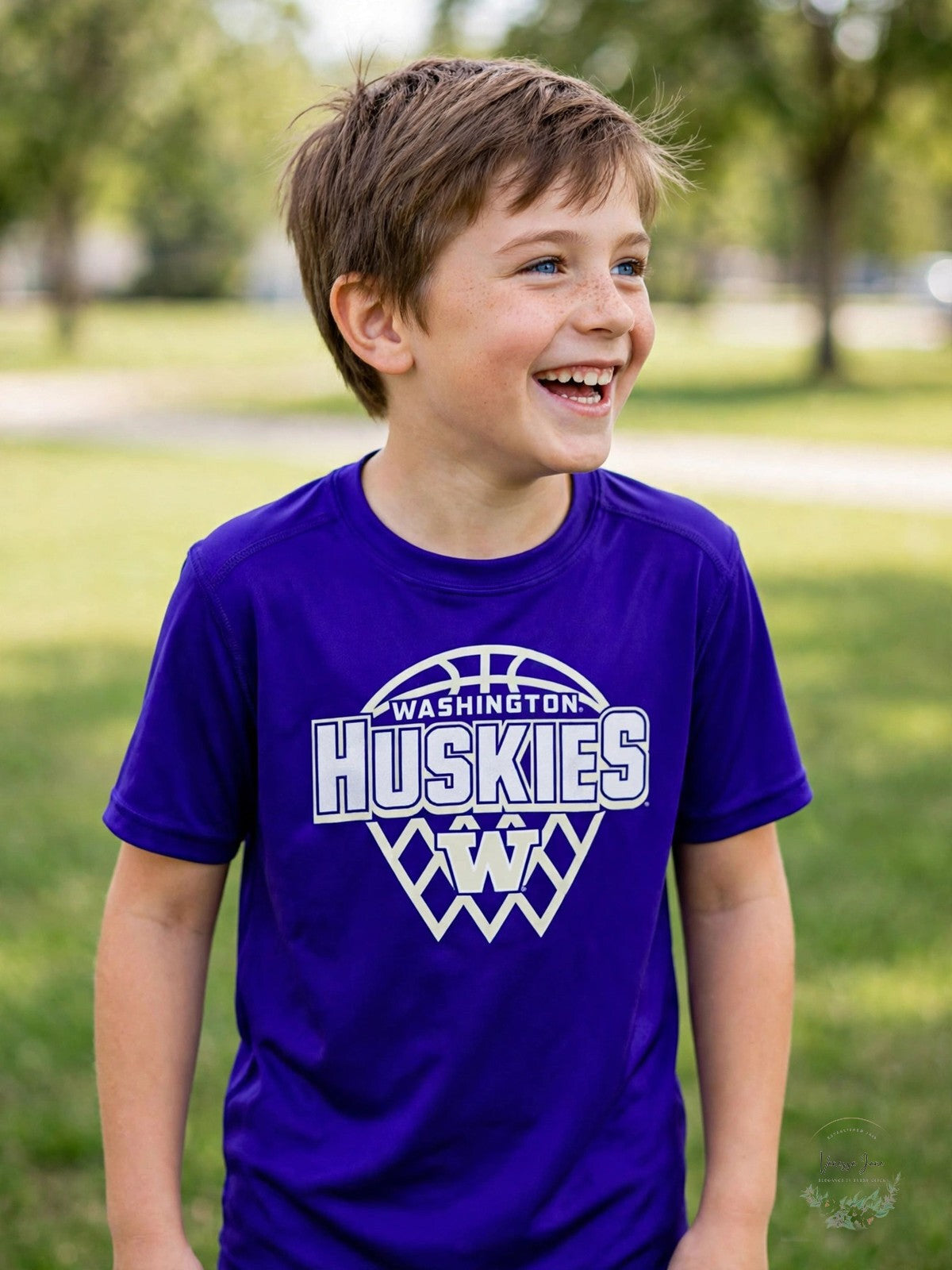 Champion NCAA Washington Huskies Boys Short Sleeve Crew Neck Shirt, 12-14