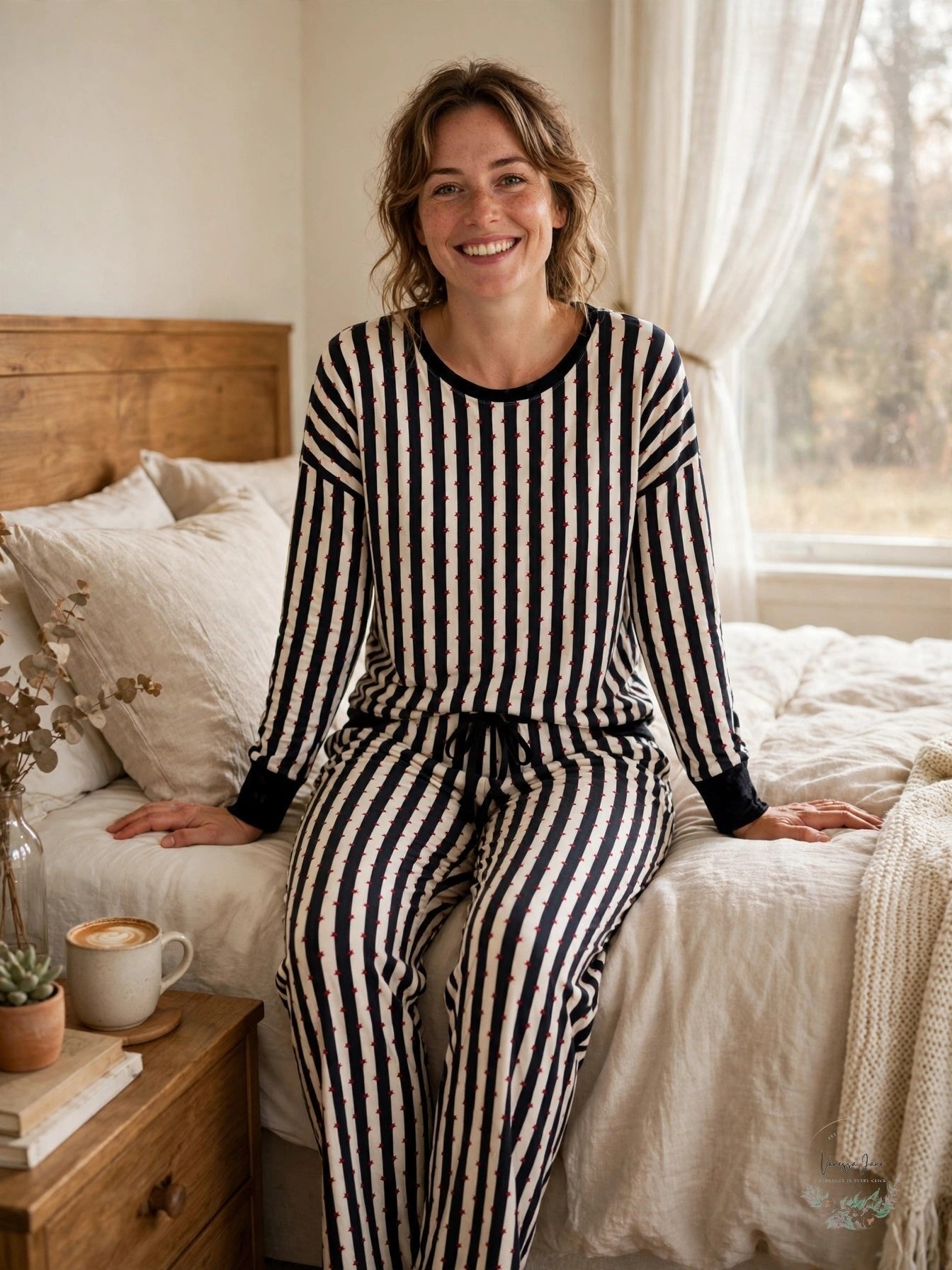 Betsey Johnson Keep Dreaming Cozy PJ Set Black/White XS