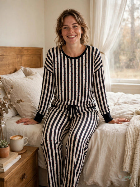 Betsey Johnson Keep Dreaming Cozy PJ Set Black/White XS