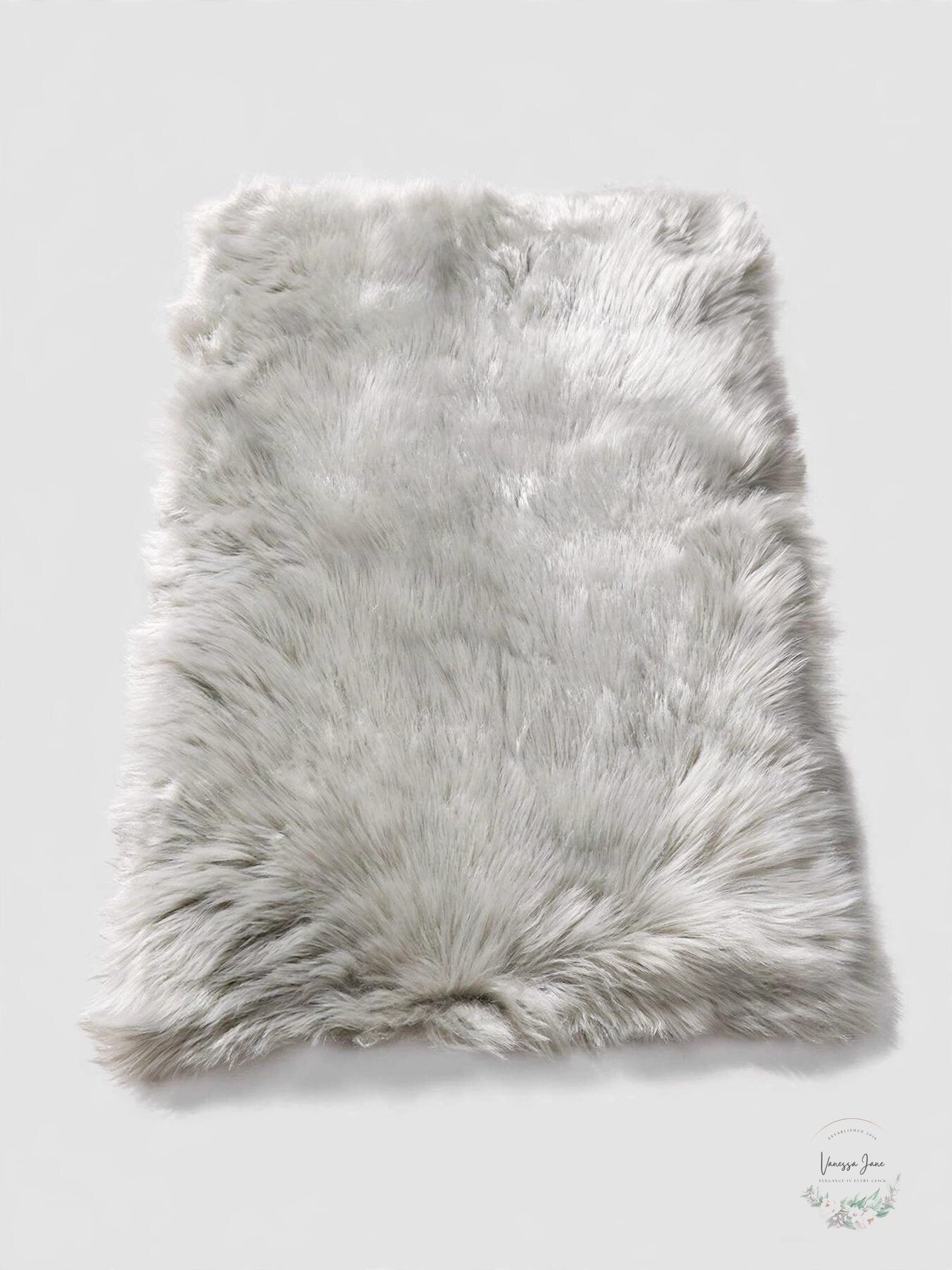 Carvapet Fluffy Shaggy Soft Faux Sheepskin Fur Area Rug, Grey, 2ft X 3ft