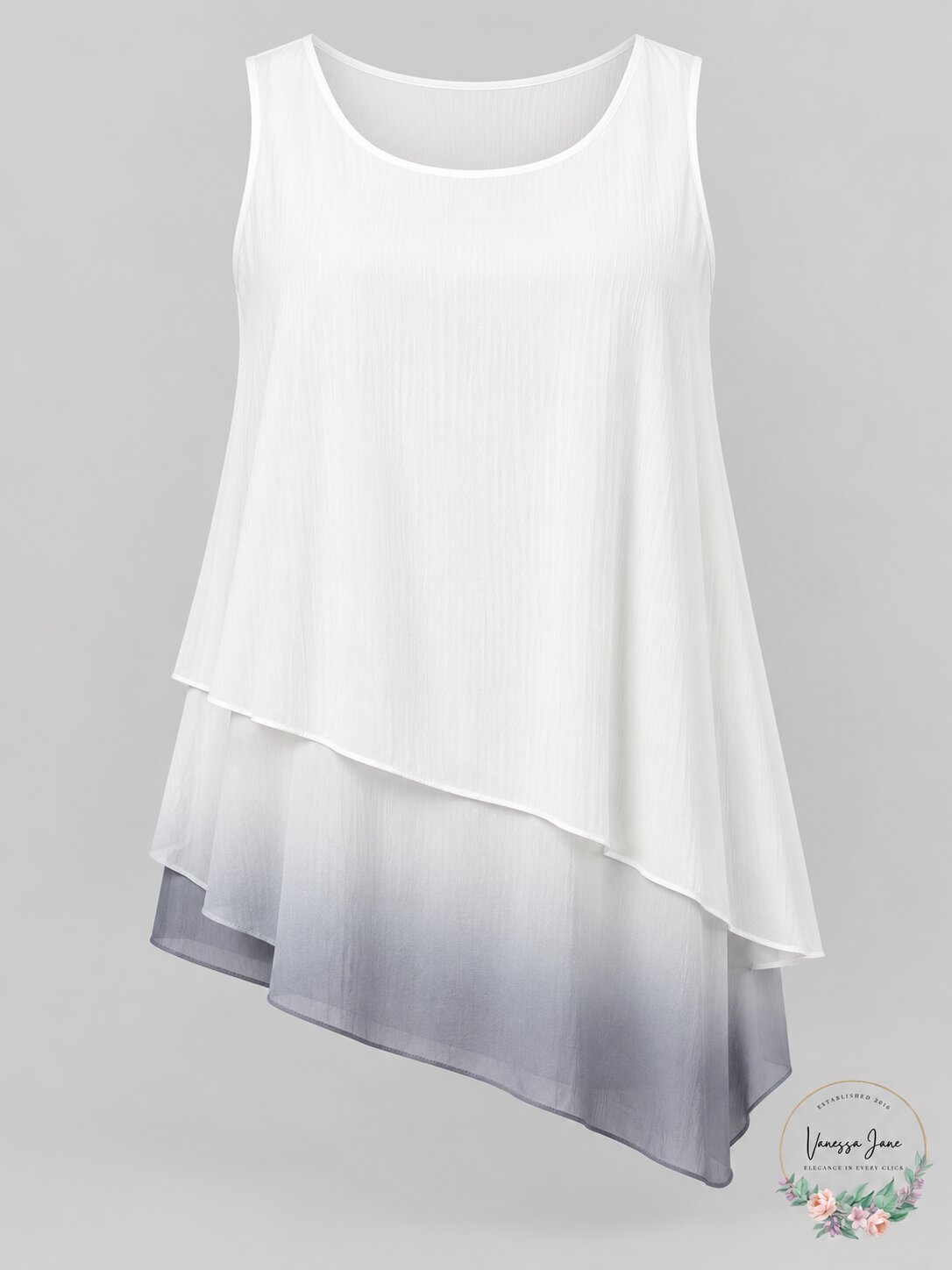 Joseph A 155603 Womens Asymmetric Dip Dye Tank Top
