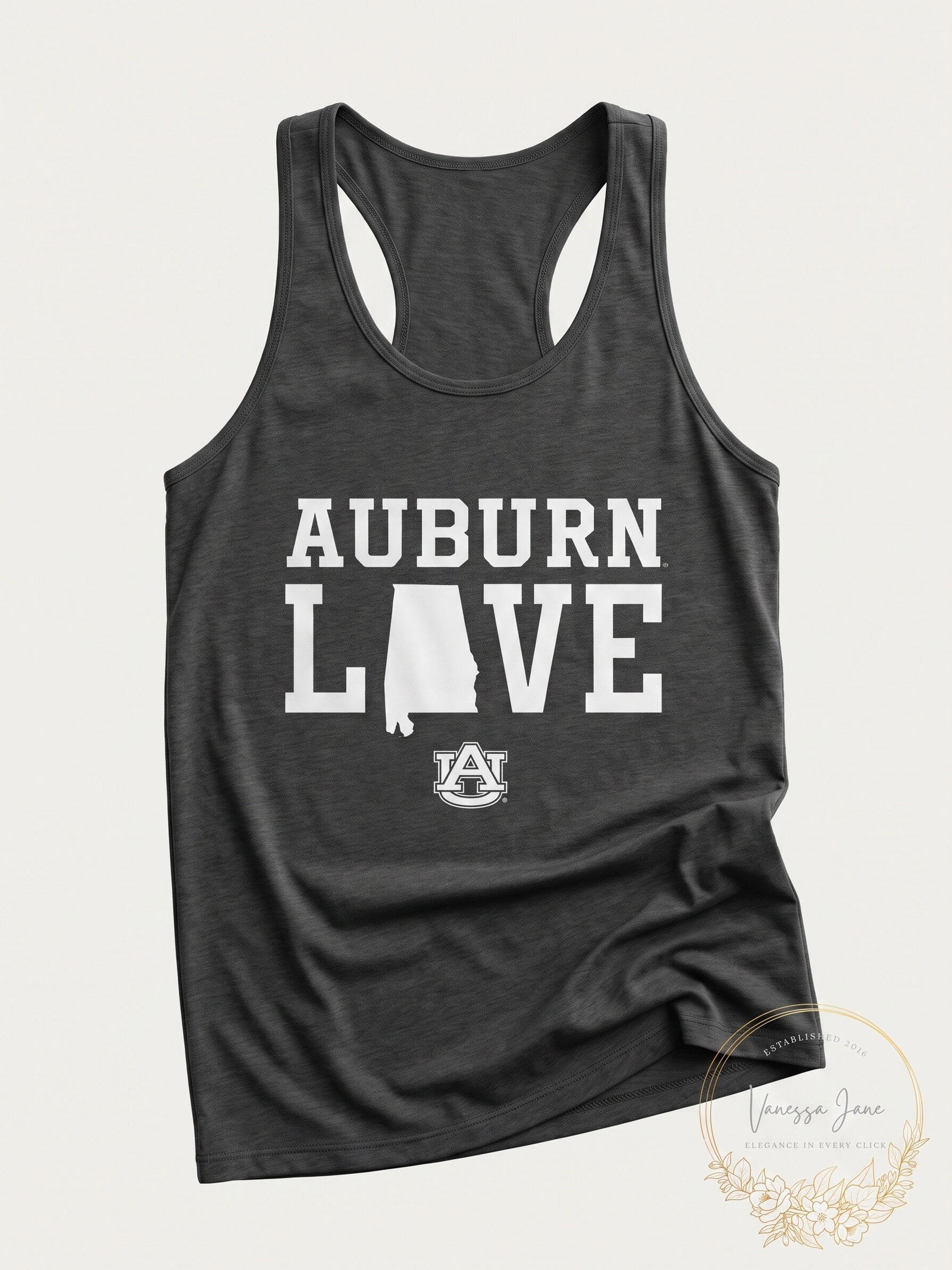Soffe NCAA Auburn Tigers Womens Tank Top, Grey Heather, Medium