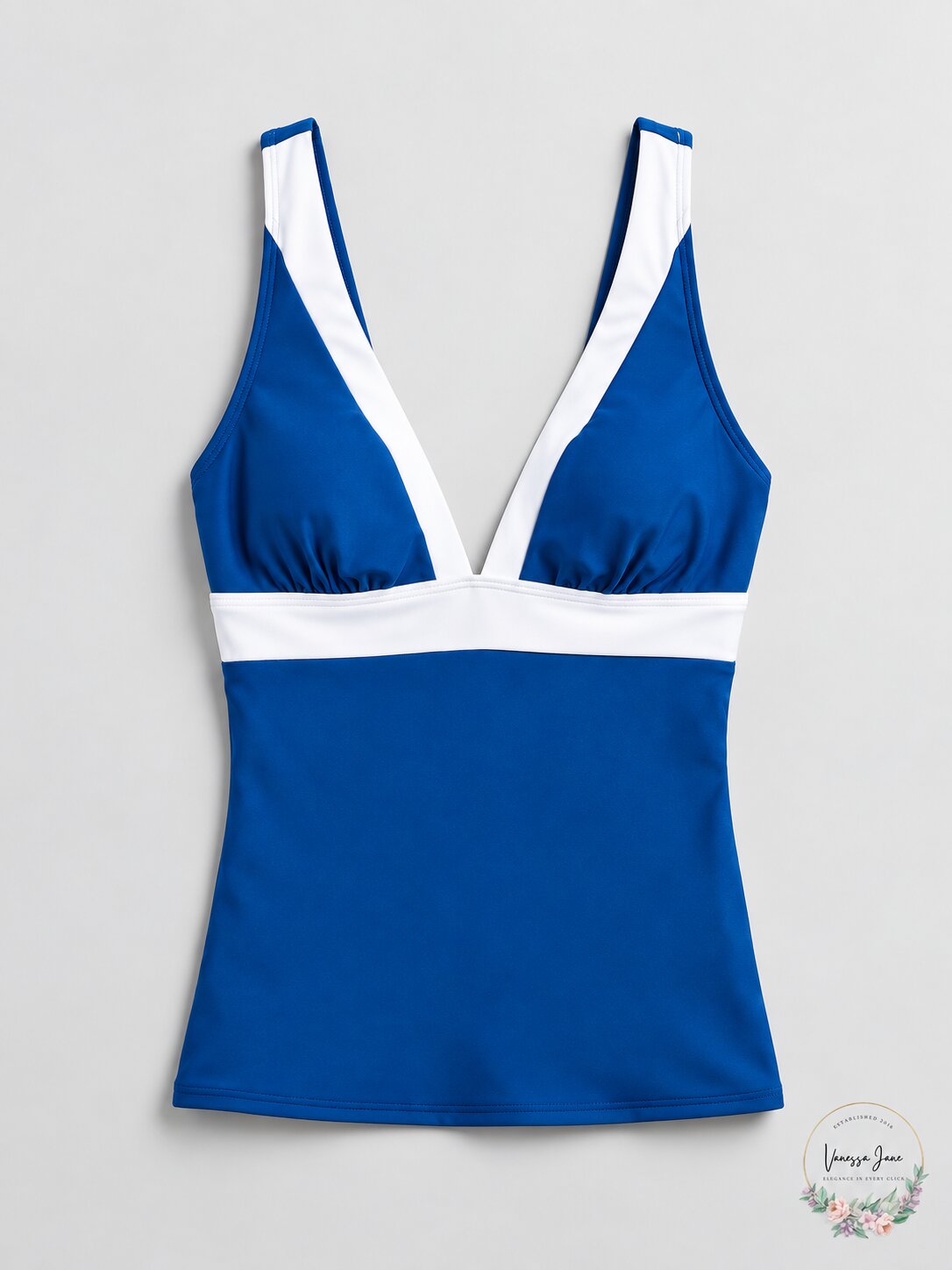 DKNY Colorblocked Adjustable Tankini Swim Top