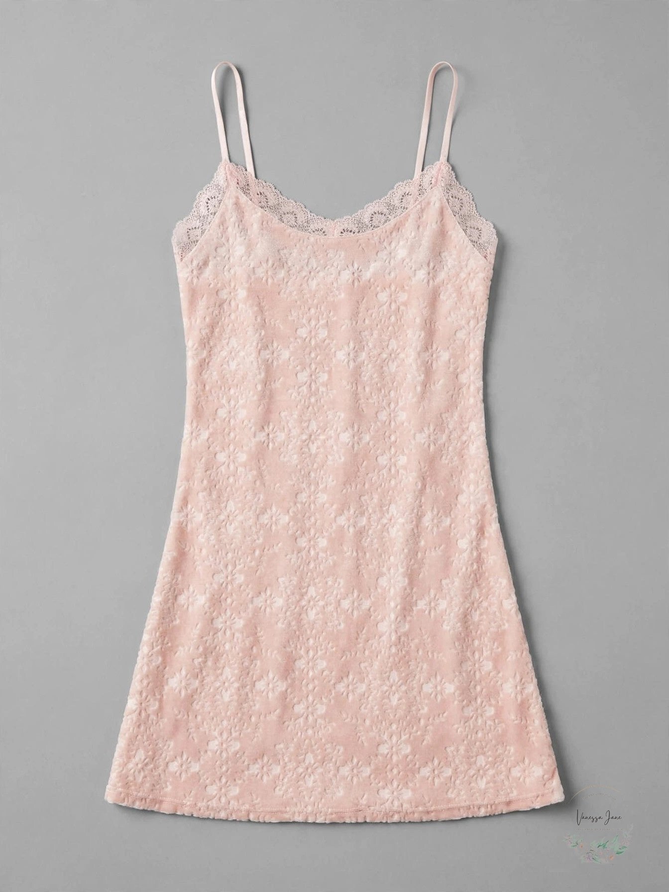 International Concepts Burnout Lace-Trim Velvet Chemise