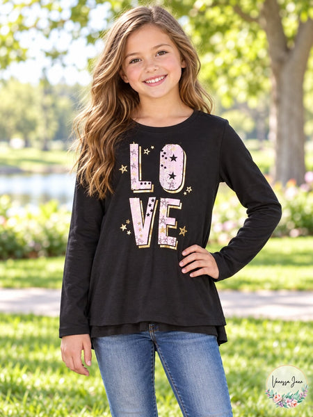 Epic Threads Big Girls Love T-Shirt, Size Small