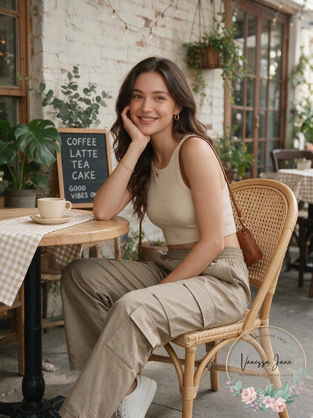 Mono B Nylon Cargo Pants - L - Mocha