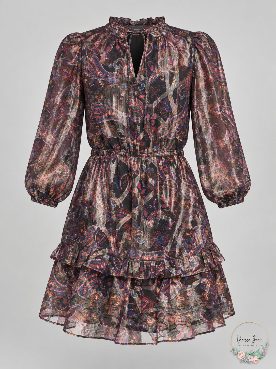 Vince Camuto Womens Paisley-Print Fit and Flare Dress , Size 16