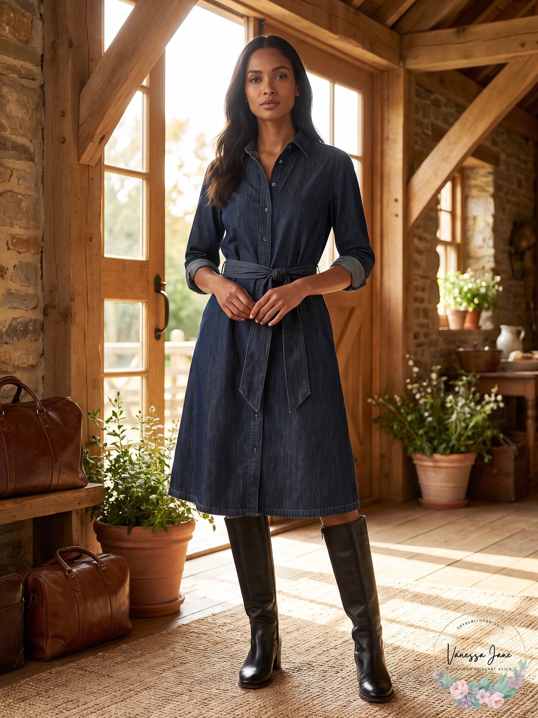 Lauren Ralph Lauren Denim A-Line Shirtdress – Dark Rinse Wash, Size 2