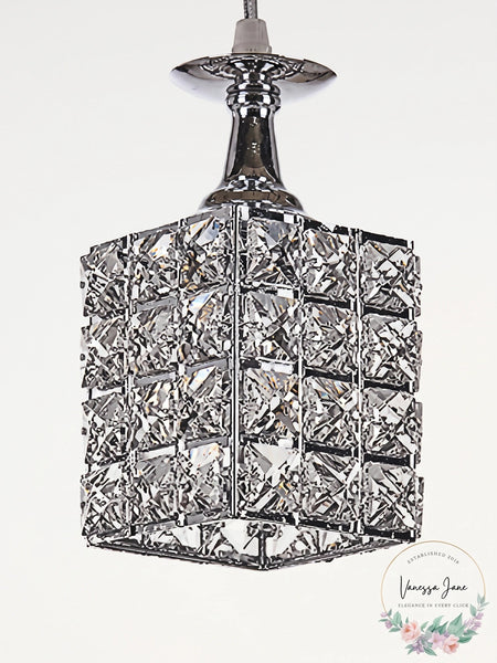 Diamond Life 1 Light Chrome Finish Metal Shade Crystal Chandelier Pendant