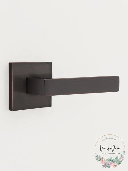 Emtek Passage Lever Set with Square Rosette and Dumont Levers