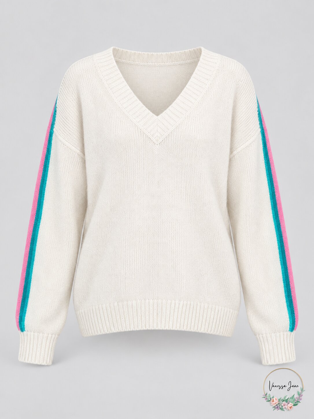 Ultra Flirt Juniors Varsity-Stripe V-Neck Sweater