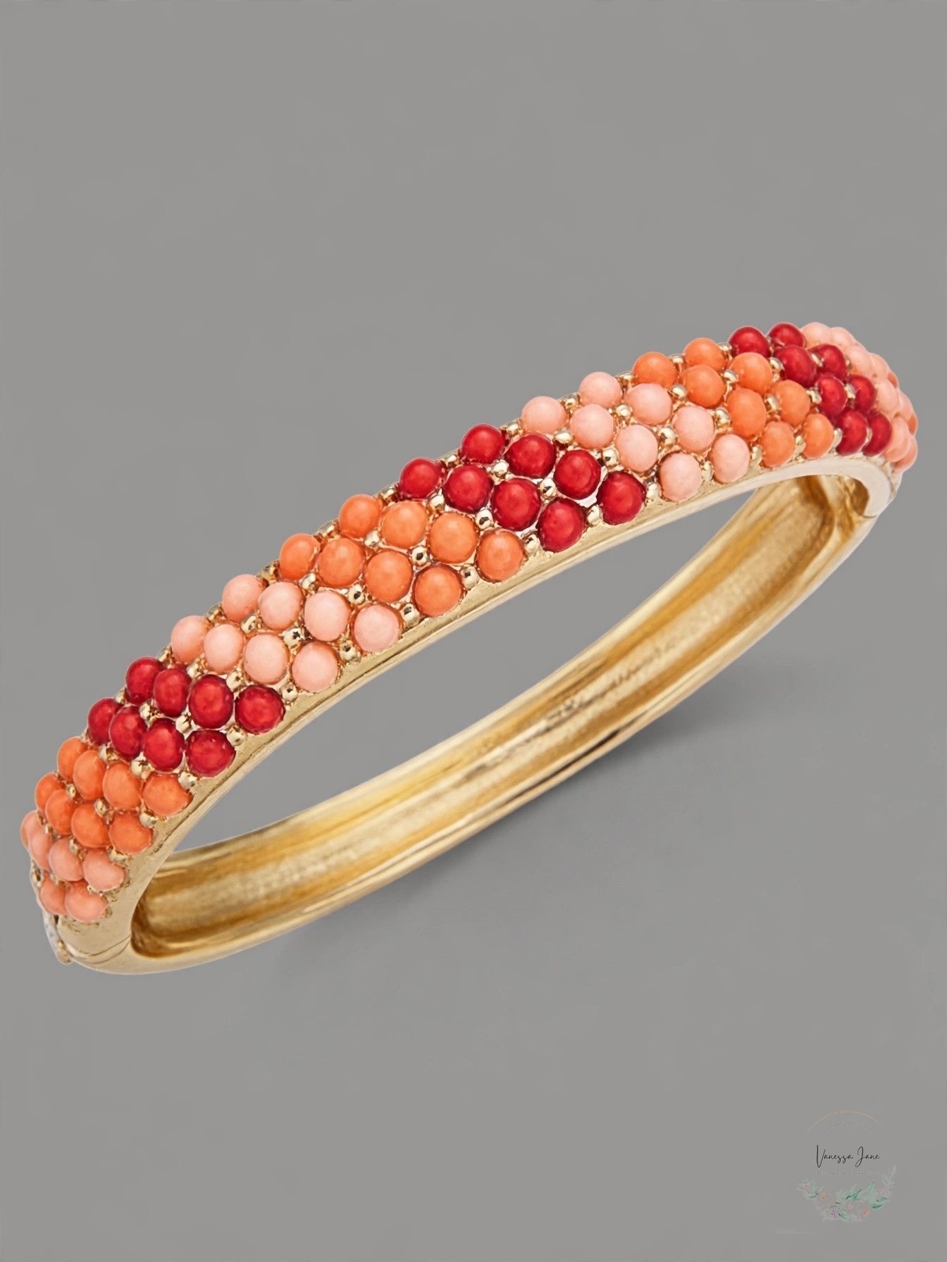 Charter Club Gold-Tone Multicolor Imitation Pearl Bangle Bracelet