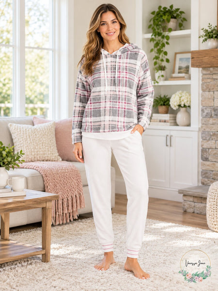 Aqua Sleep Fleece Hoodie and Thermal Pants Lounge Set