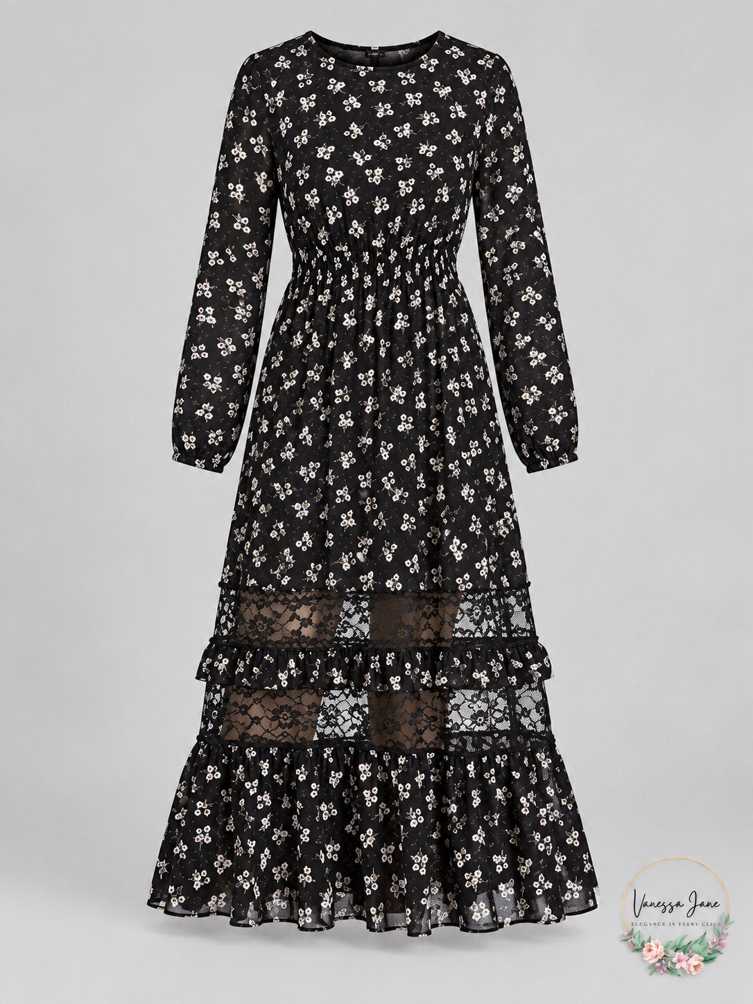 Lost Ink Womens Plus Smocked Floral Maxi Dress, Size 3X