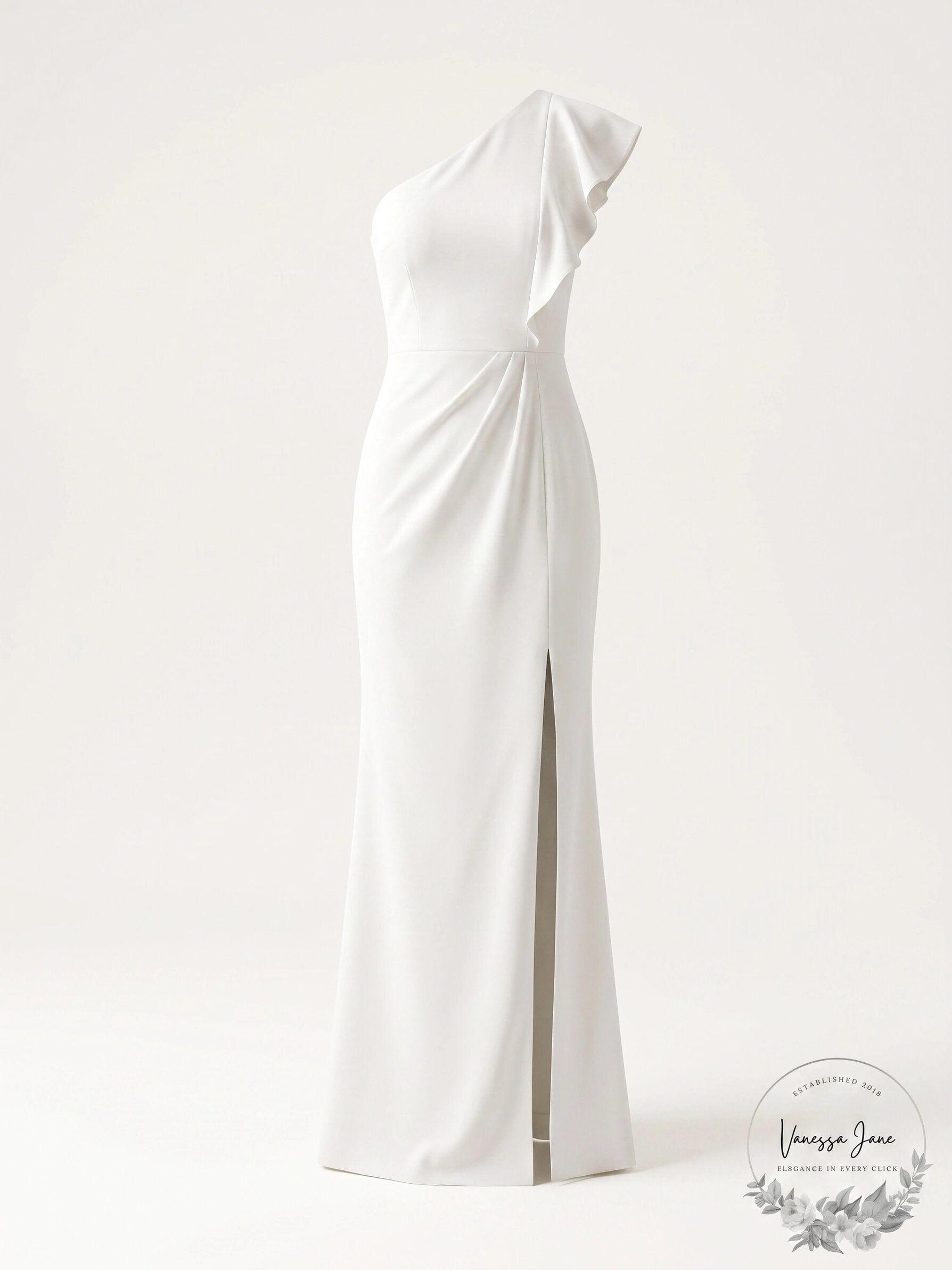 Adrianna Papell Ruffled One-Shoulder Gown, Size 4