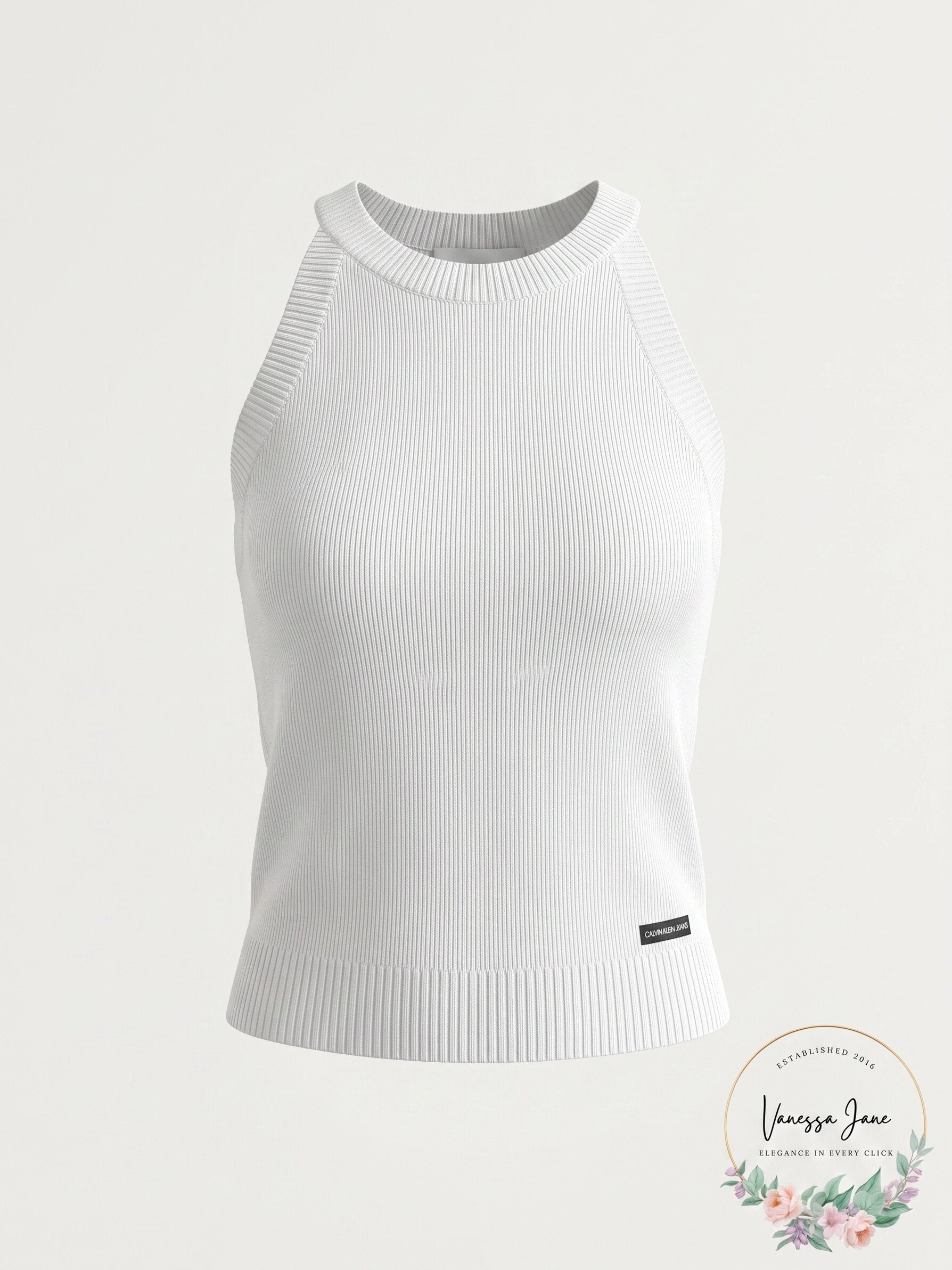 Calvin Klein Solid Color Sleeveless Crew Neck Women's Sweater Top