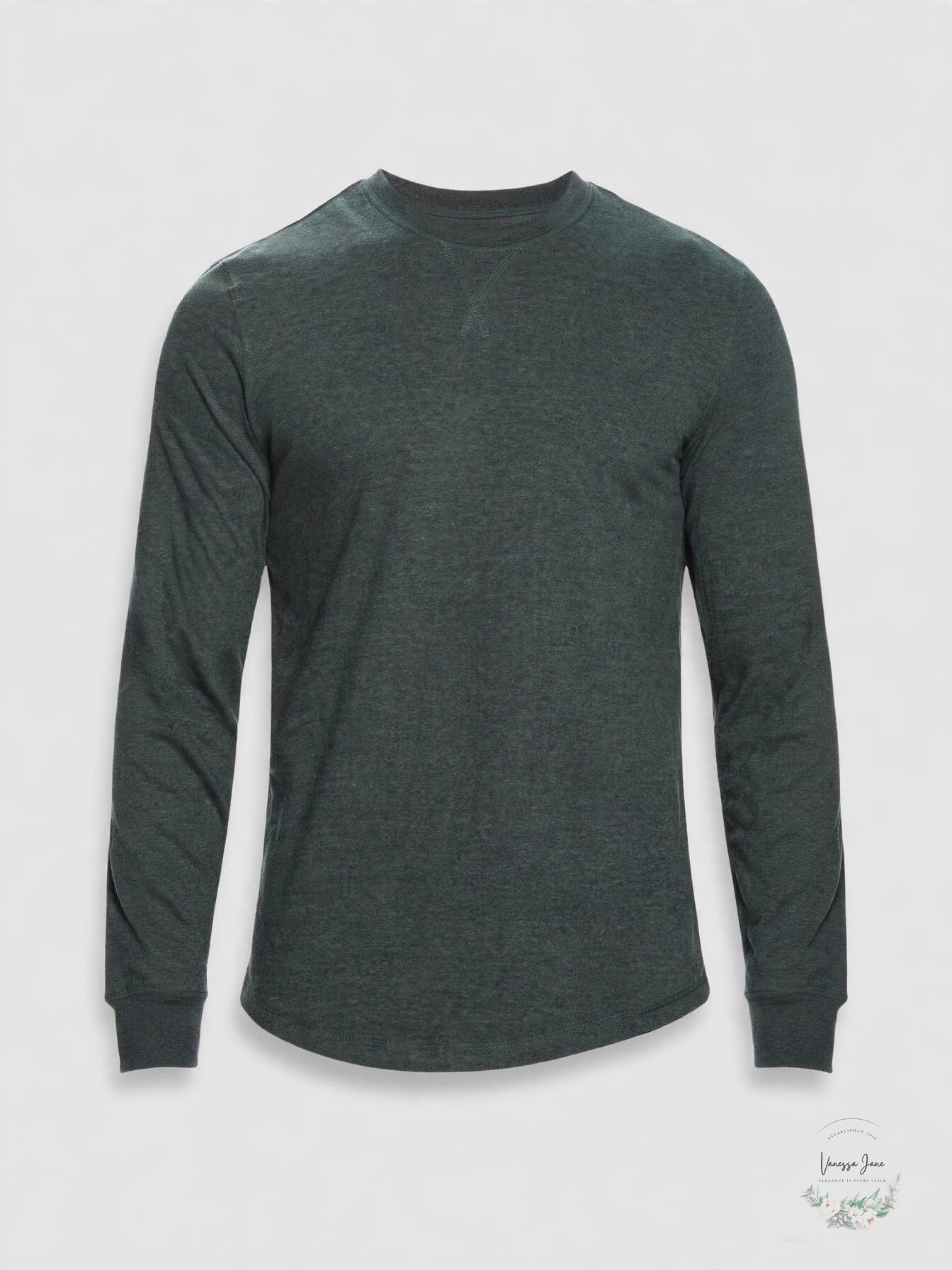Weatherproof Men's Long-Sleeve Crew-Neck Tee Heather Scarab Green