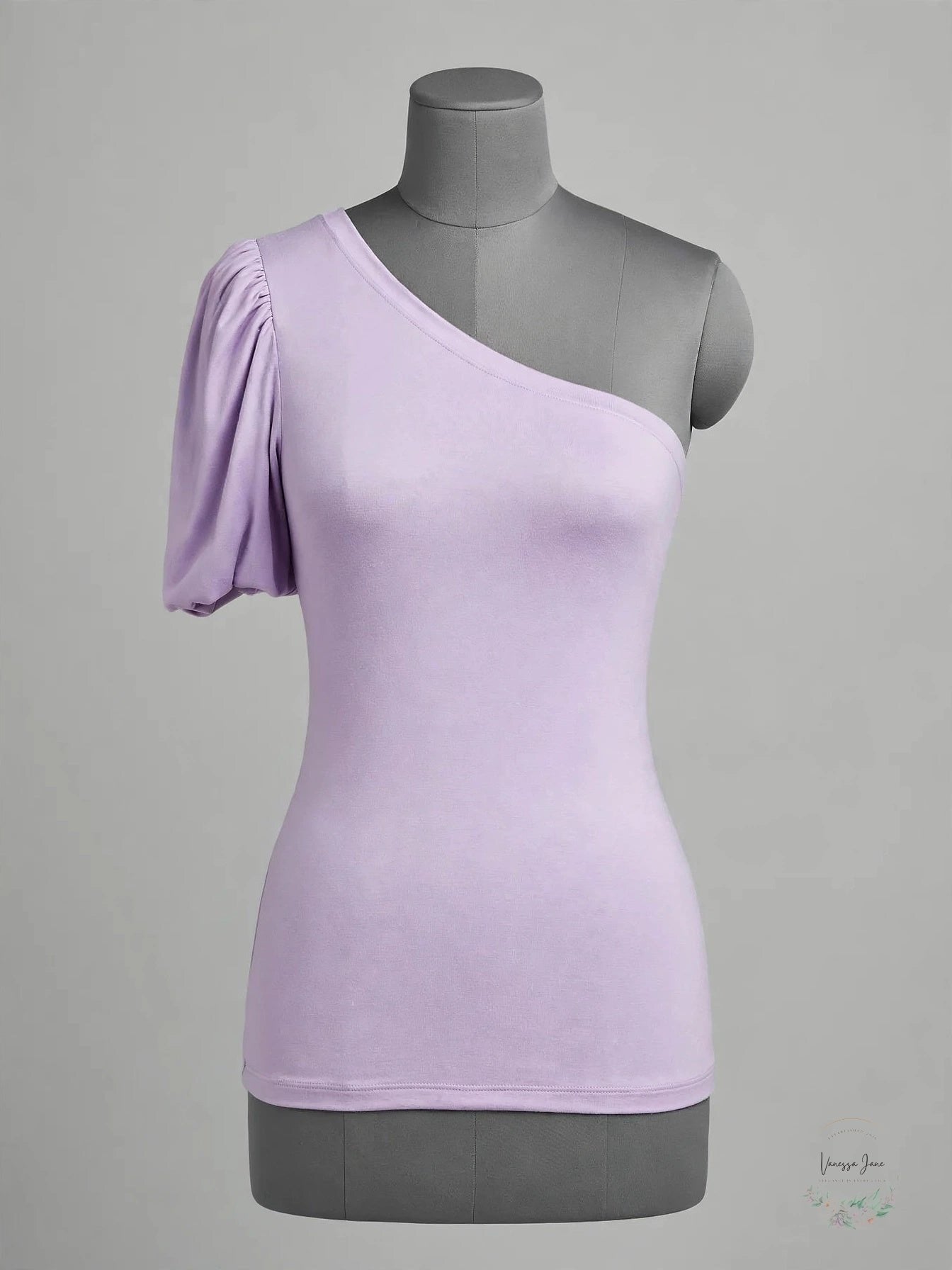 Aqua Women's One-Shoulder Puff Sleeve Tee Top - Purple