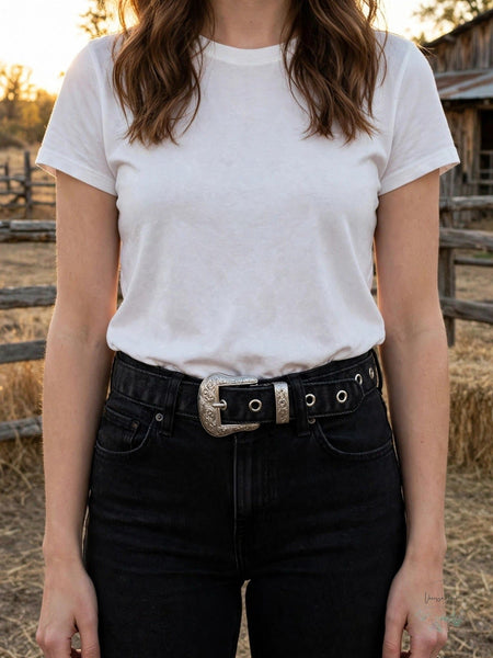 Western Buckle Jean Black Belt, 34in