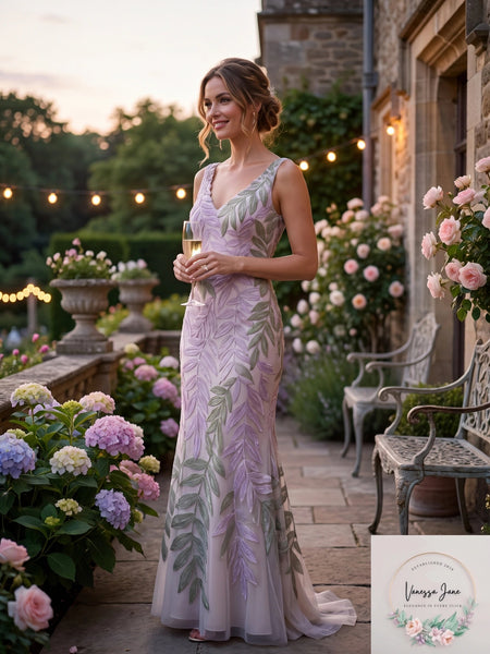 Js Collection Ribbon Soutache Floral Leaf Bodycon Mermaid Gown