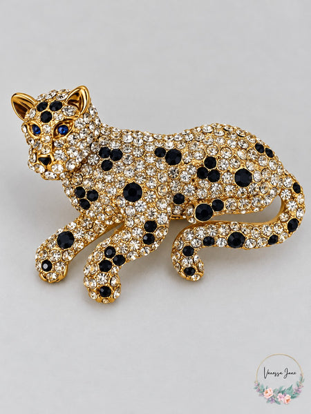 Charter Club Gold-Tone Crystal leopard Pin