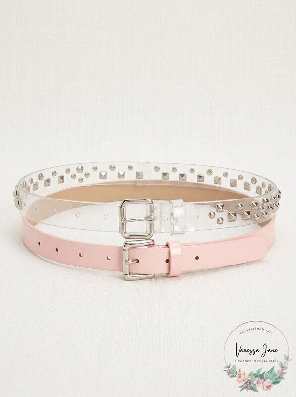 Steve Madden Women's 2-for-1 Studded Patent Belt, Size Large