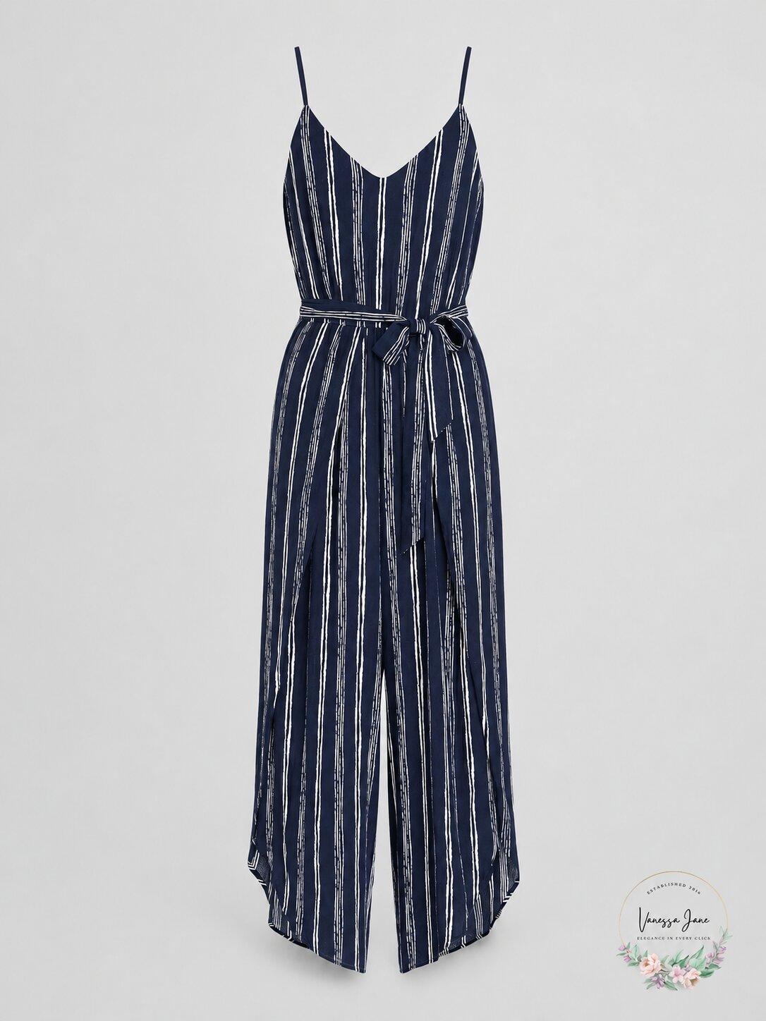 Aqua Womens Striped Wide-Leg Jumpsuit Navy Stripe