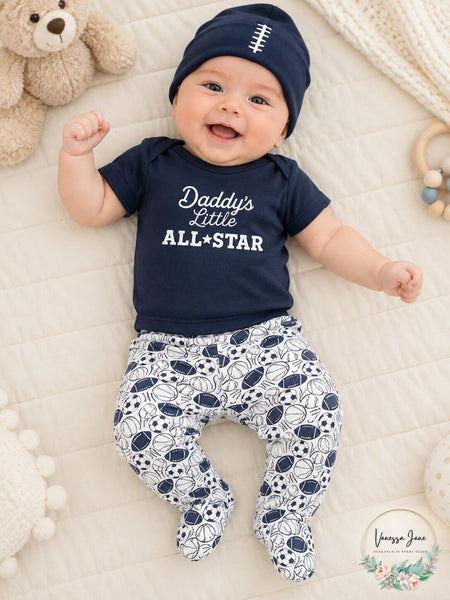 Chickpea Baby Boys 3-PC. Cotton Bodysuit, Pants & Hat Set