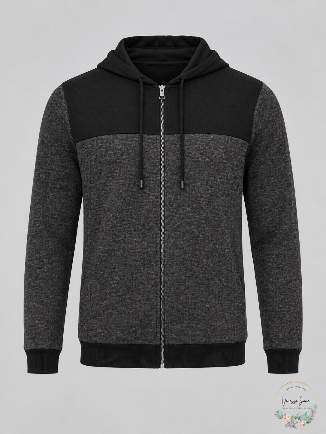 Calvin Klein Mens Full Zip Color Block Hoodie Sweatshirt,Size 2XL