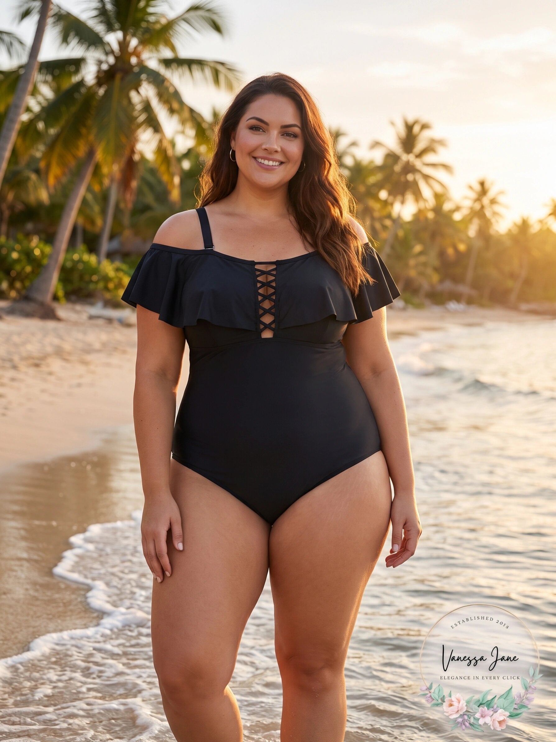 Raisins Curve Womens Plus Size Marrakesh Solid Caicos One-Piece, Size 16W