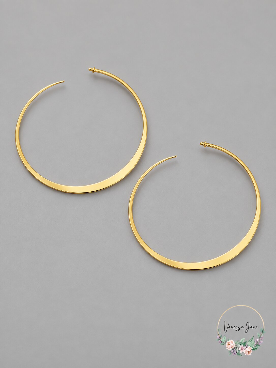 And Now This Silver Plated Flattened C-Hoop Earrings