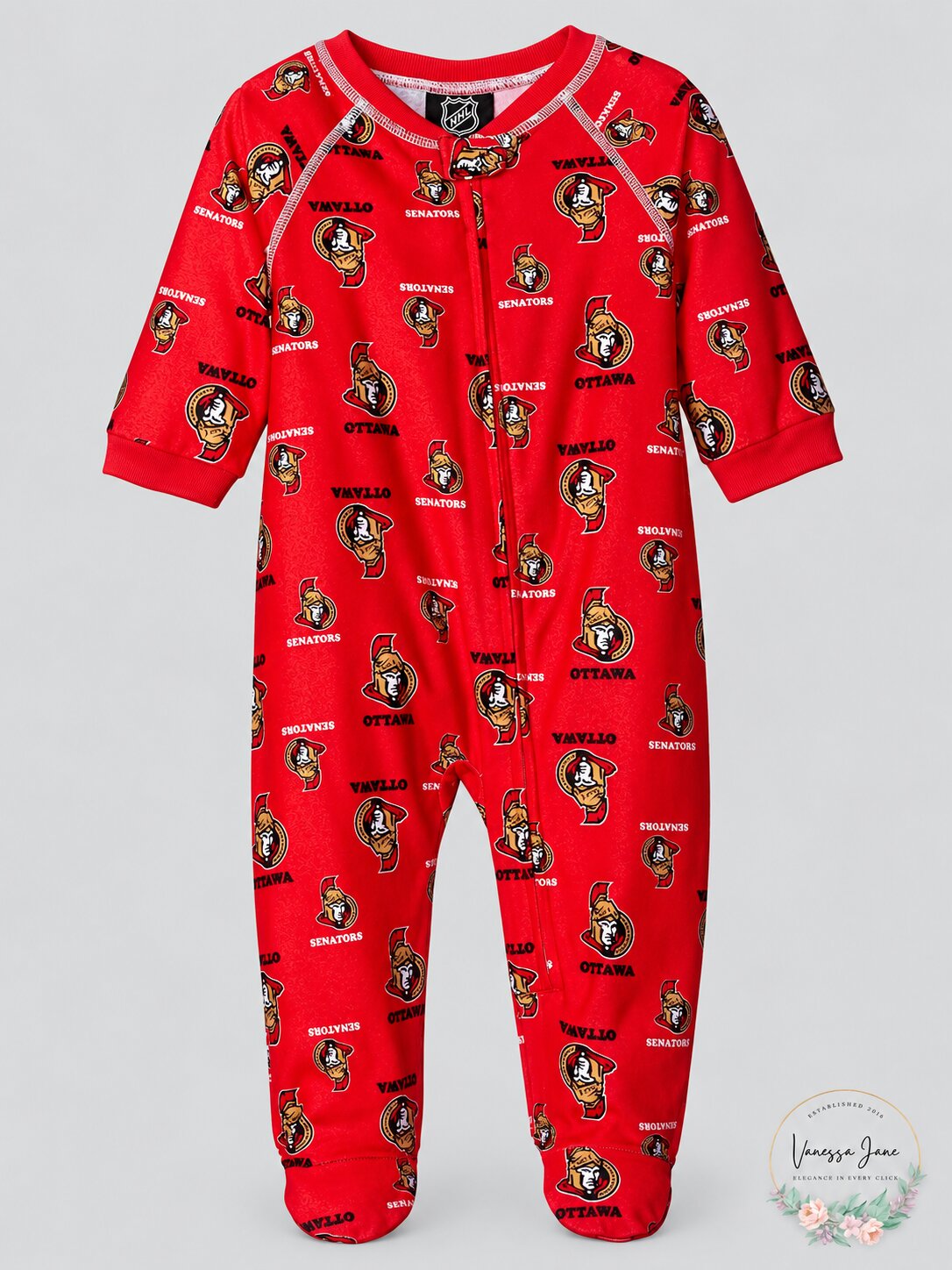 NHL Ottawa Senators Infant Boys Sleepwear Print Zip Up Coveralls, 18 Months