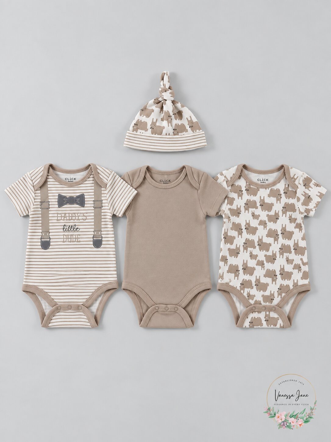 Chickpea Baby Boys 4-PC. Printed Cotton Bodysuits & Hat Set
