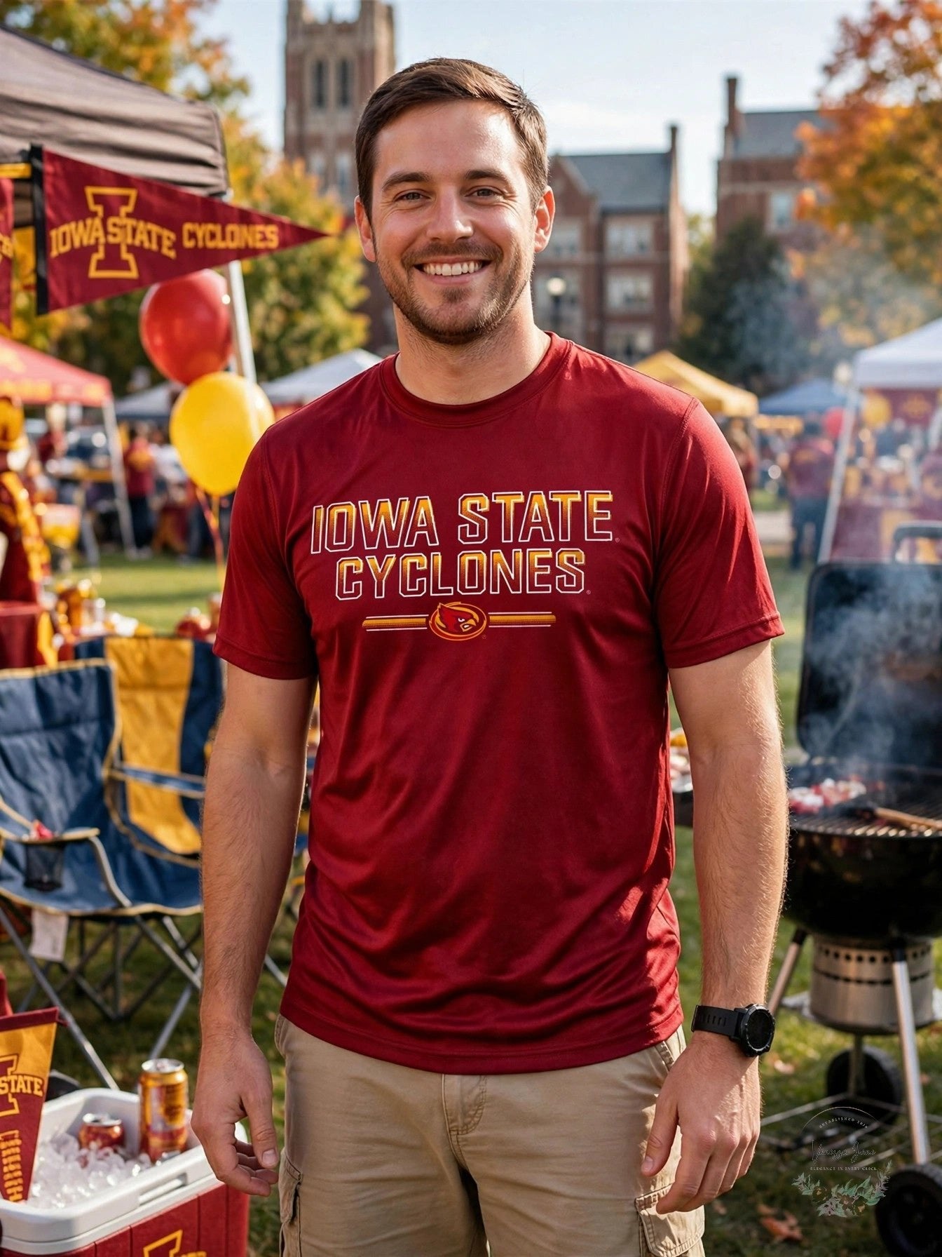 NCAA Iowa State Cyclones Mens Short Sleeve Crew Neck T-Shirt, Size Medium