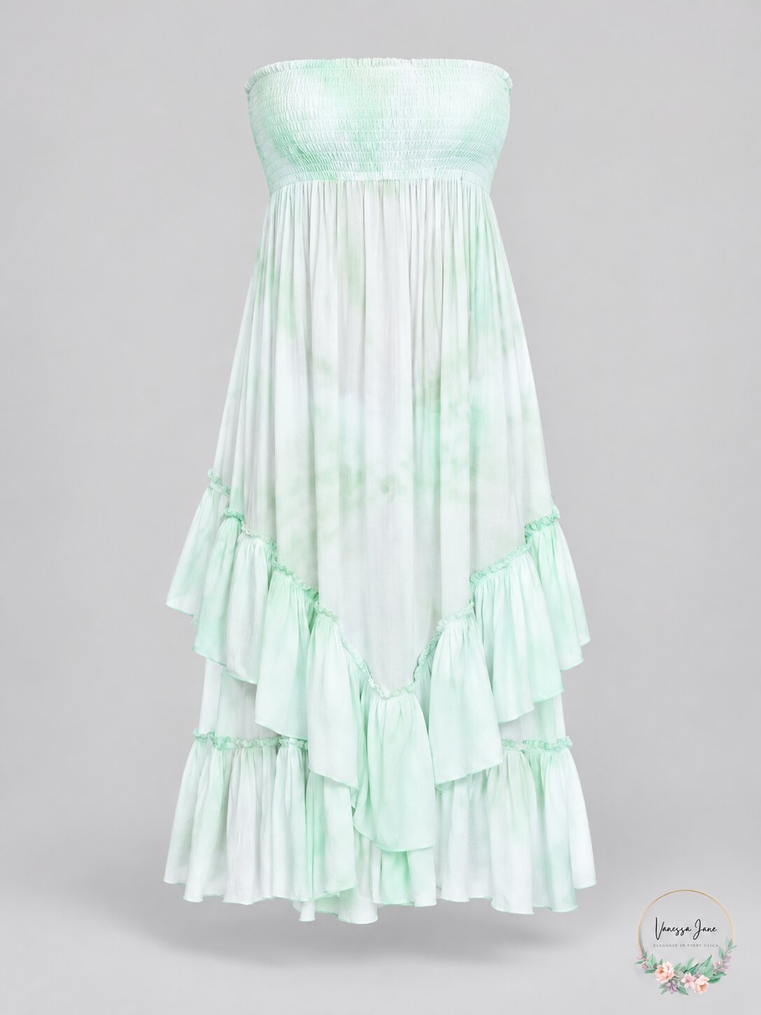 Raviya Acid Wash Tiered Sheer Smocked Convertible coverup, XL