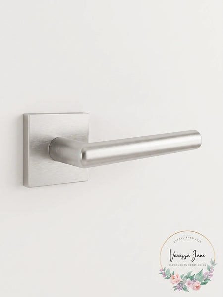 Emtek Half Dummy Brass Square Rosette with Stuttgart Lever