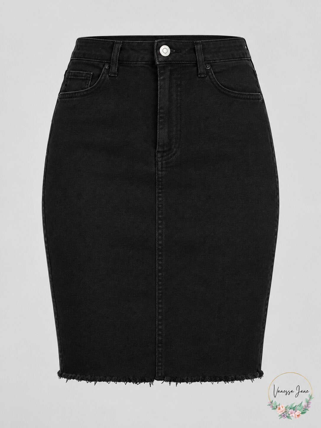 7 for All Mankind High Waist Frayed Denim Skirt, Size 26