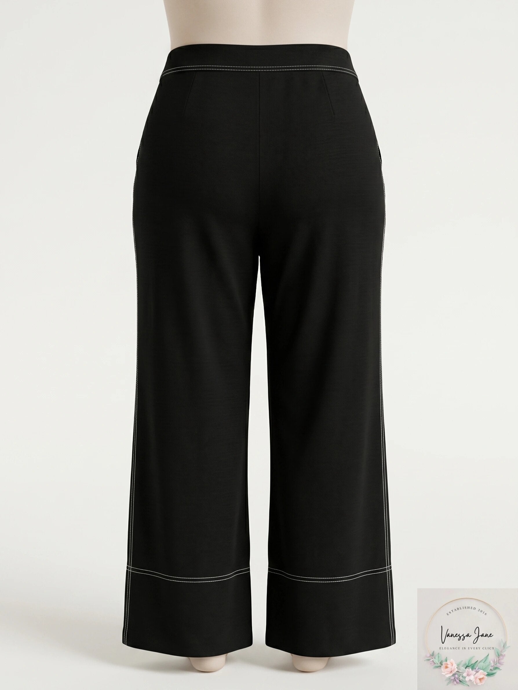 INC Womens Plus Size Contrast Stitch Wide Leg Pants, Size 26W
