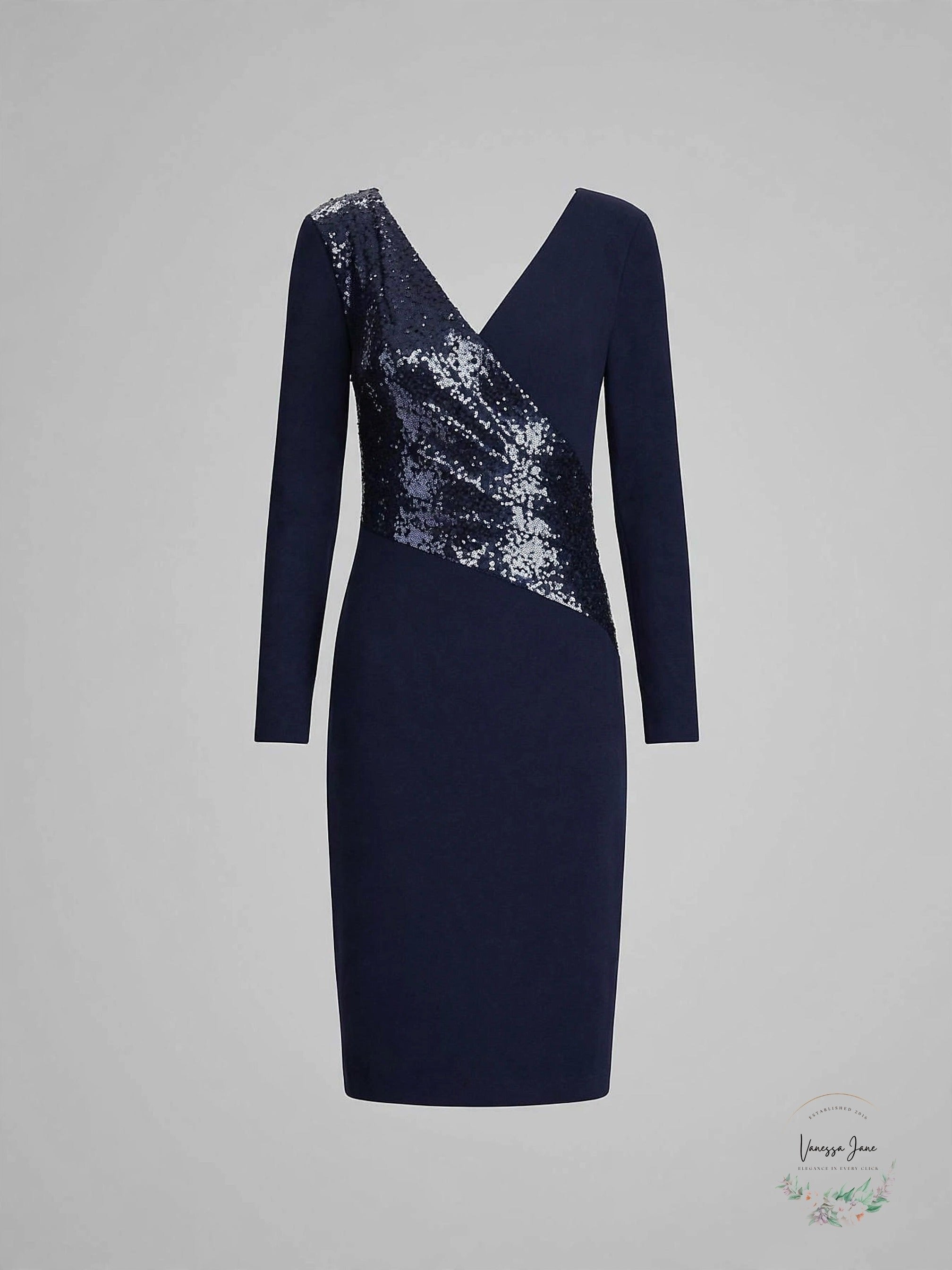 Lauren Ralph Lauren Womens Dress Sheath Sequined V-Neck