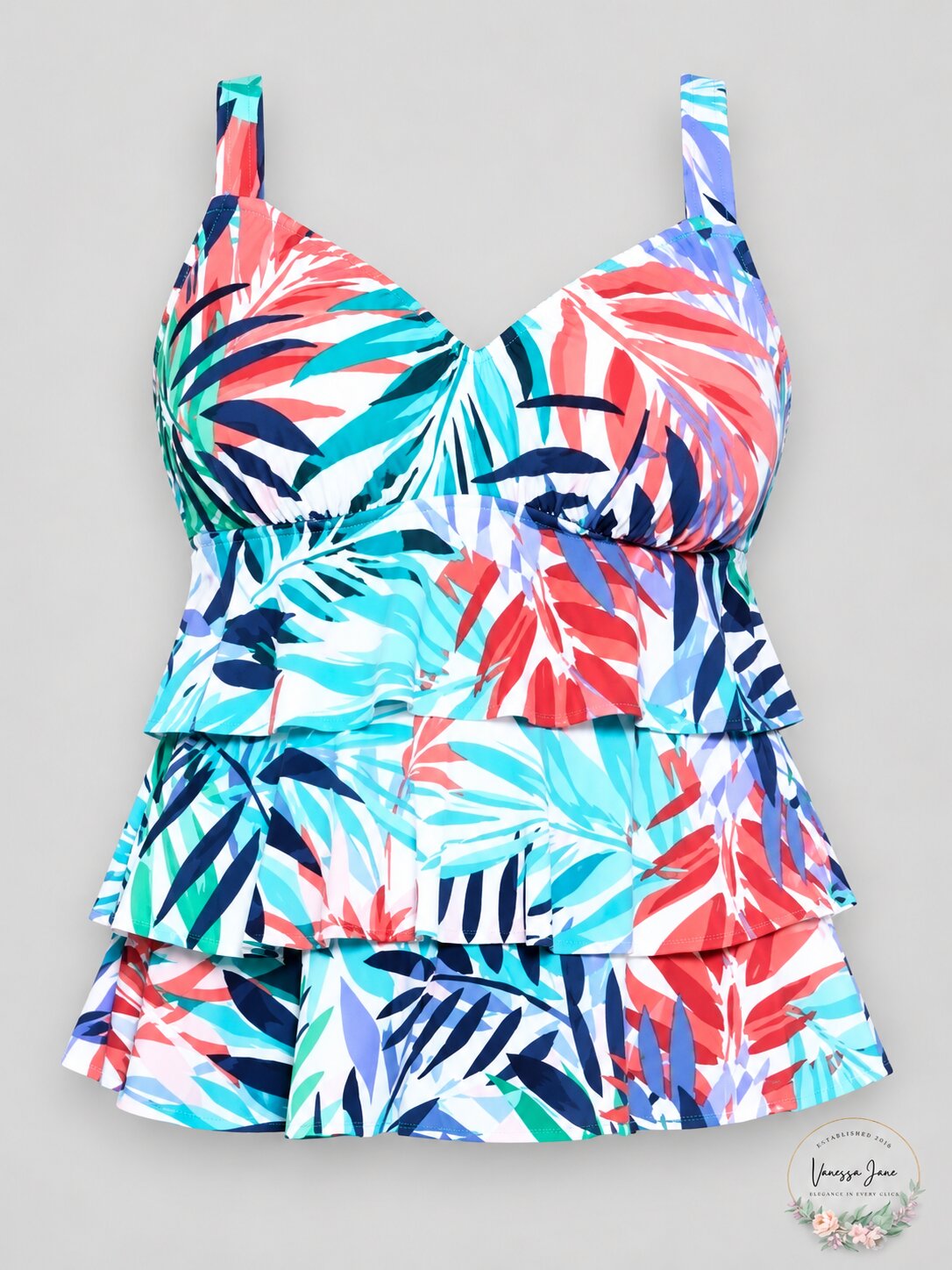 Swim Solutions Womens Tiered Tankini Swim Top