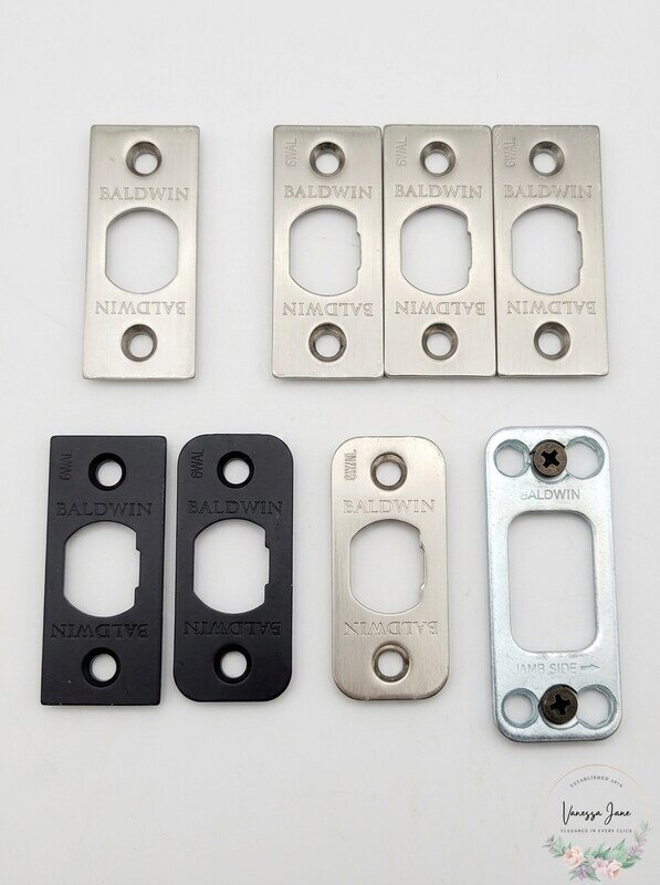 Lot of 8 Baldwin Hardware Strike Plates for Spring and Dead Latch