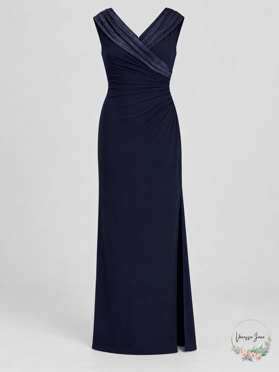 Lauren by Ralph Lauren Women Gown Sz Satin Portrait-Collar