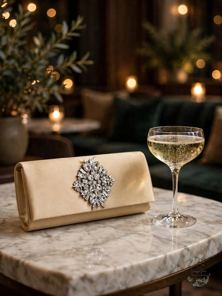 INC International Concepts Nichkole Satin Clutch, Gold