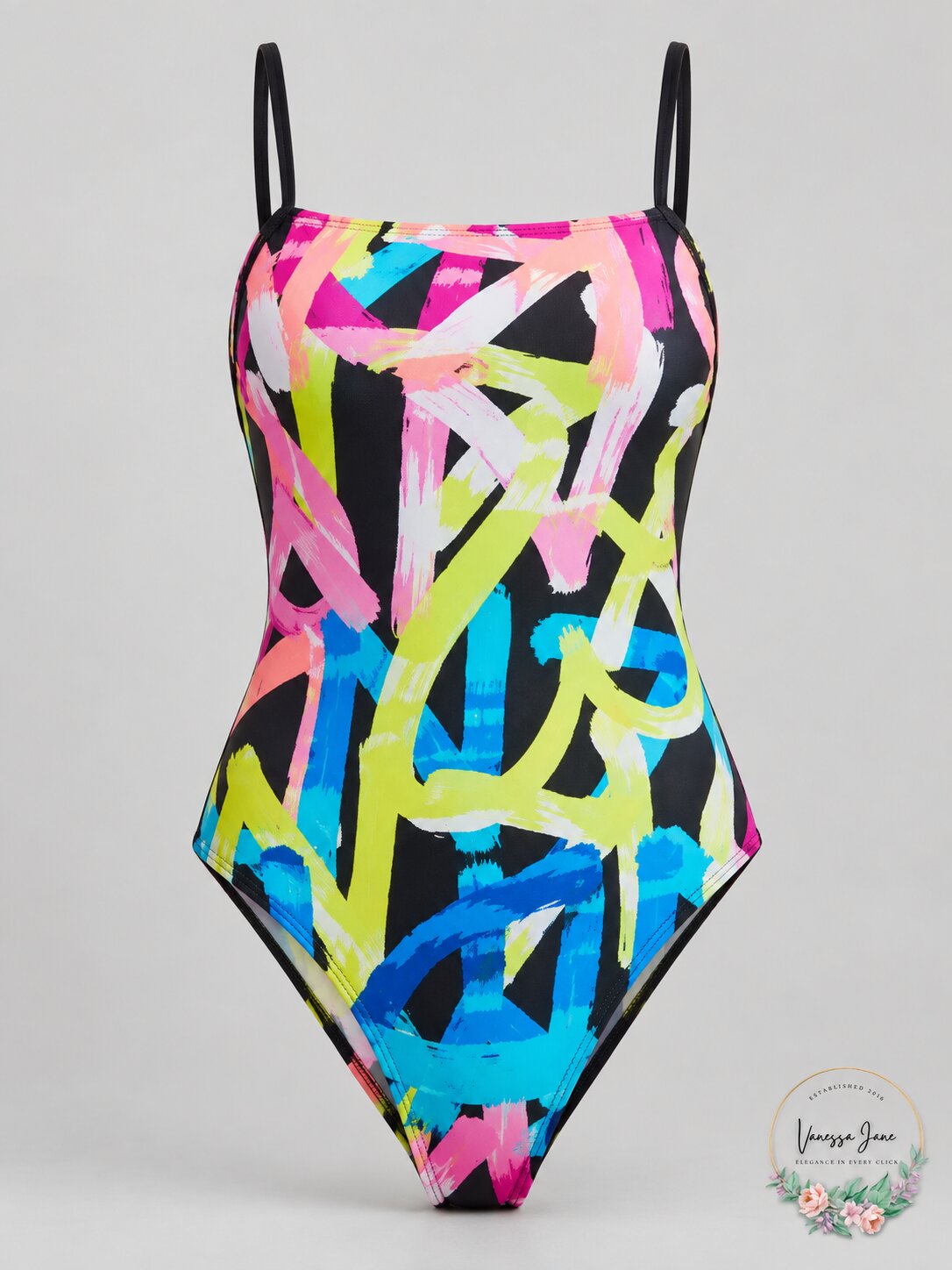 DKNY Grafitti Logo Printed One Piece Swimsuit, XS